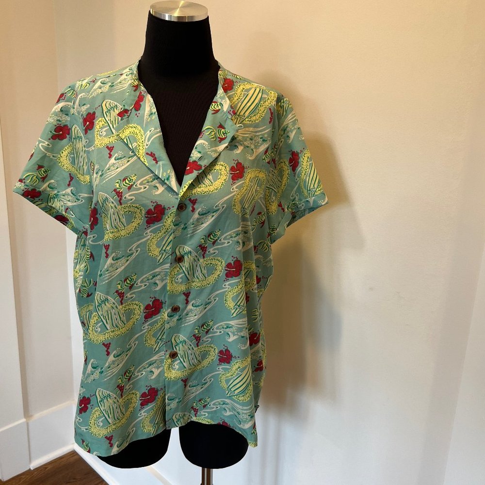Scotch & Soda Hawiian shirt in green, sz 3